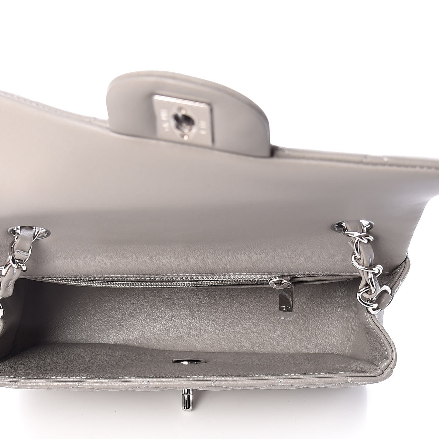 Lambskin Quilted Mini Rectangular Flap Grey
