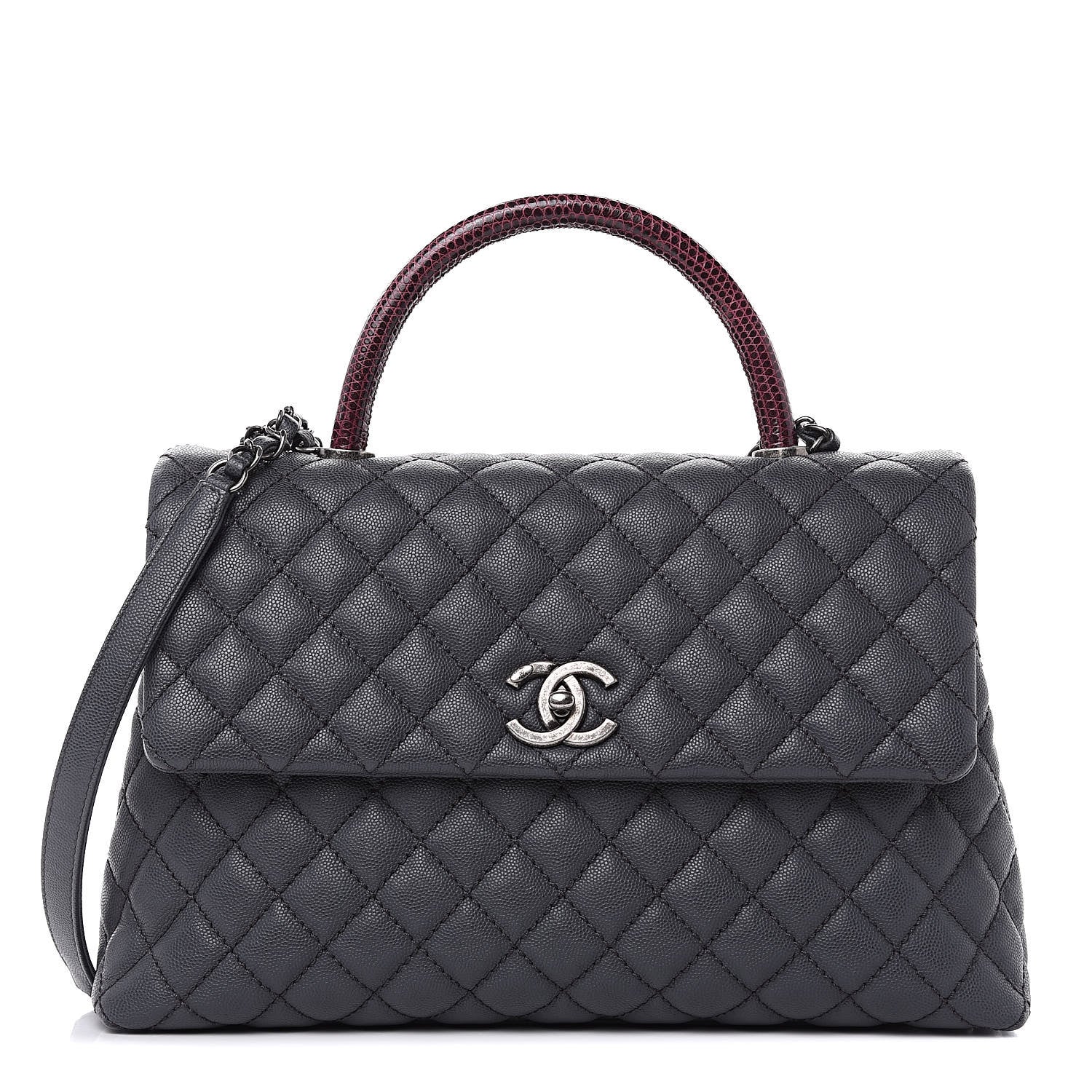 Chanel Caviar Lizard Quilted Medium Coco Handle Flap Grey 1 of 11