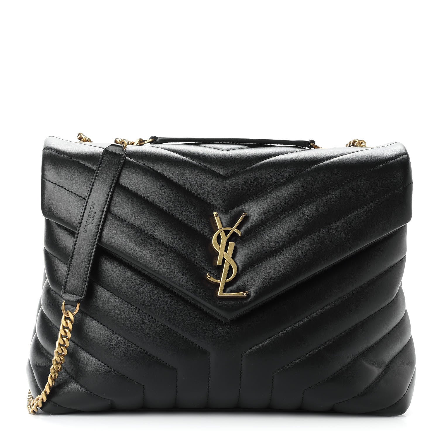Saint Laurent Calfskin Y Quilted Monogram Medium Loulou Chain Satchel Black 1 of 8