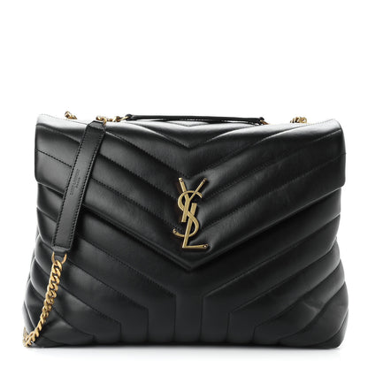 Saint Laurent Calfskin Y Quilted Monogram Medium Loulou Chain Satchel Black 1 of 8