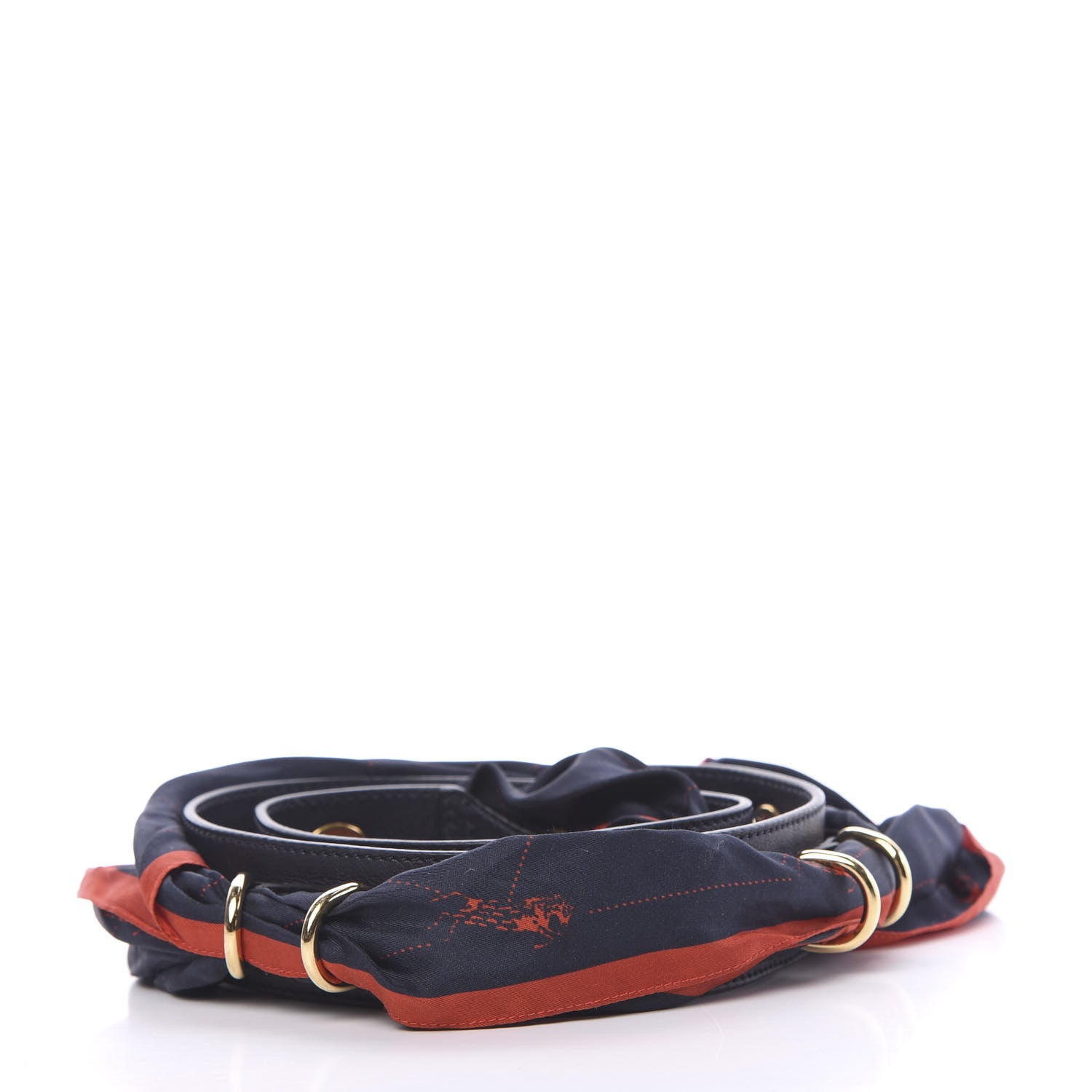 Chloe Calfskin Silk Little Horses Scarf Strap Navy 2 of 5
