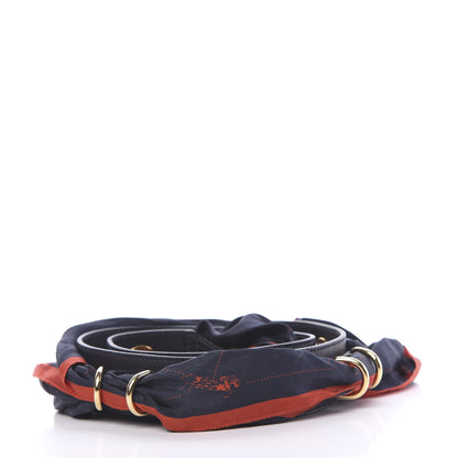 Chloe Calfskin Silk Little Horses Scarf Strap Navy 2 of 5