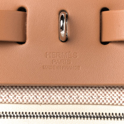 Hermes Vache Hunter Toile H Brides de Gala Herbag Zip Retourne 31 PM Natural 9 of 10