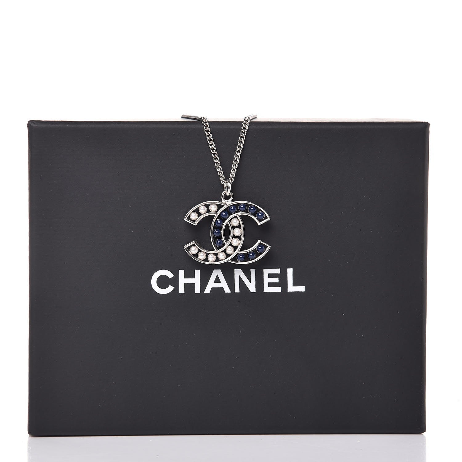 Chanel Pearl CC Pendant Necklace Silver 6 of 6