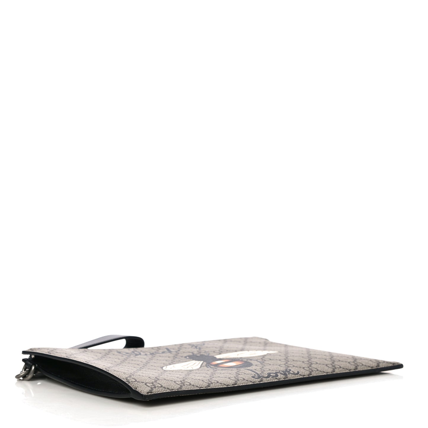 GG Supreme Monogram Blind For Love Wristlet Pouch Black