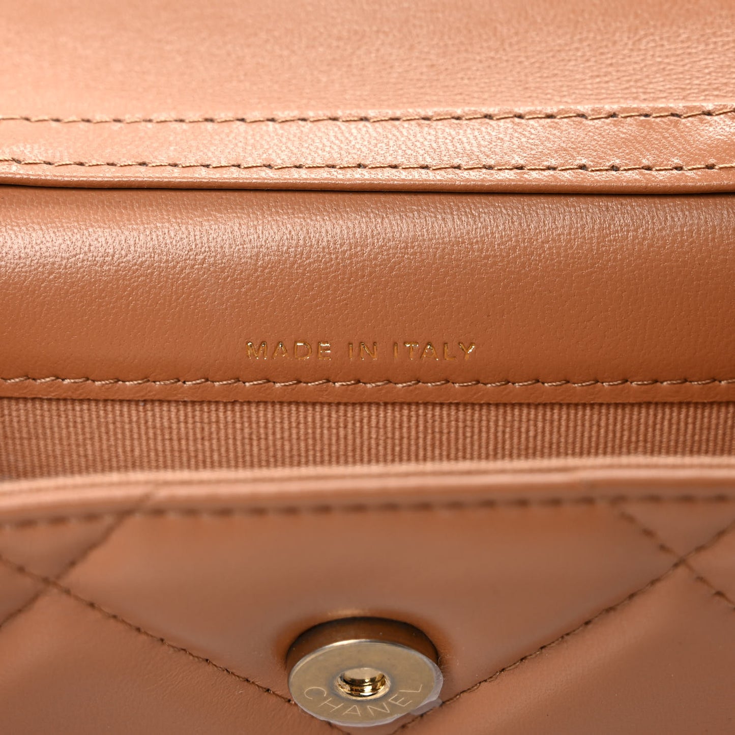 Lambskin Quilted Chanel 19 Flap Belt Bag Brown