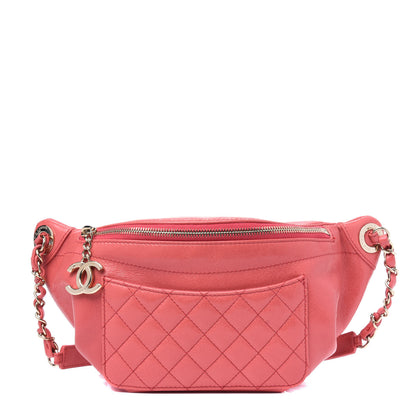 Chanel Crumpled Glazed Lambskin Quilted Waist Bag Fanny Pack Pink 1 of 12
