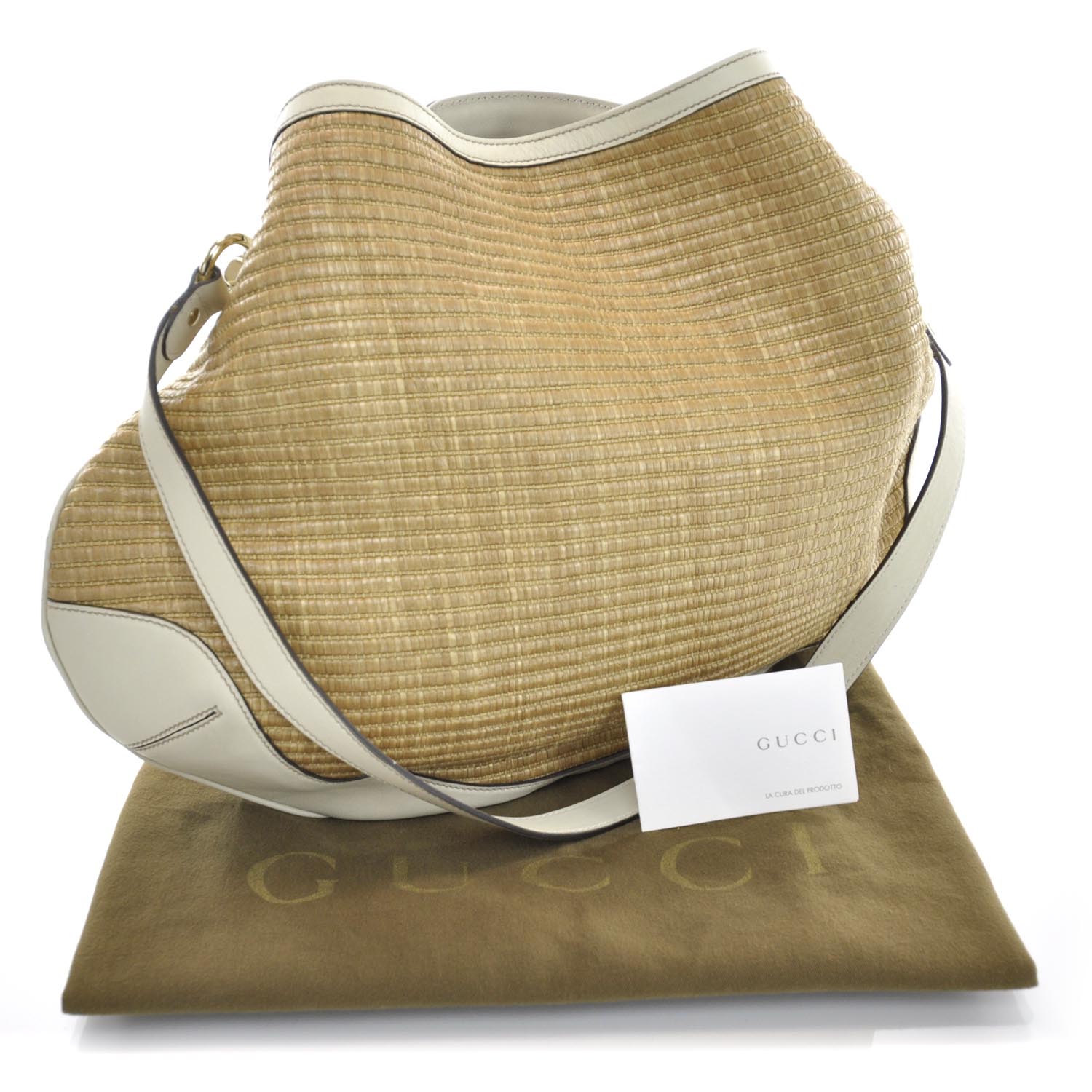 Gucci Straw Peggy Bamboo Handle Hobo 3 of 9