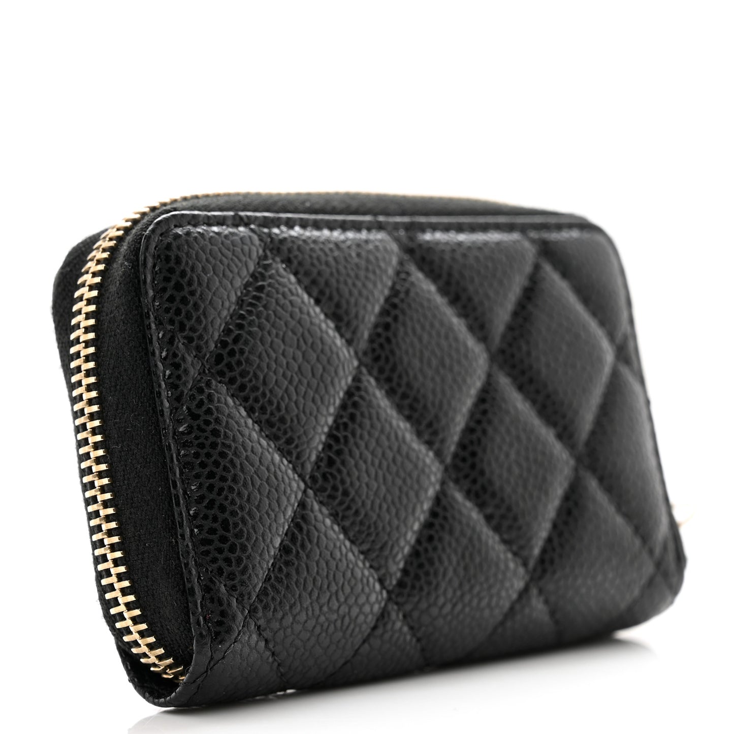 Caviar Quilted Zip Coin Purse Black