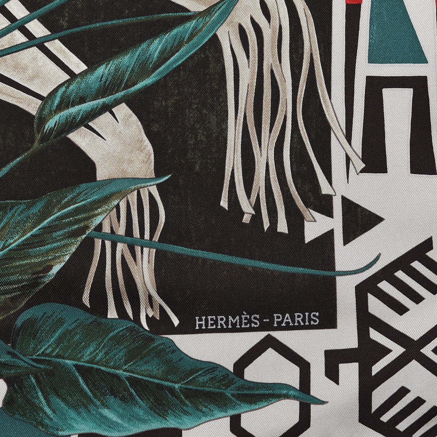 Hermes Silk Wako Ni Scarf 90 Jaune Vert Rouge 3 of 8