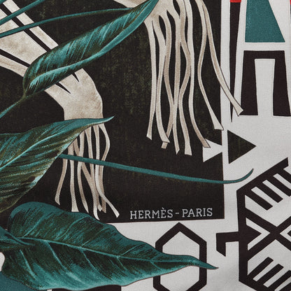 Hermes Silk Wako Ni Scarf 90 Jaune Vert Rouge 3 of 8