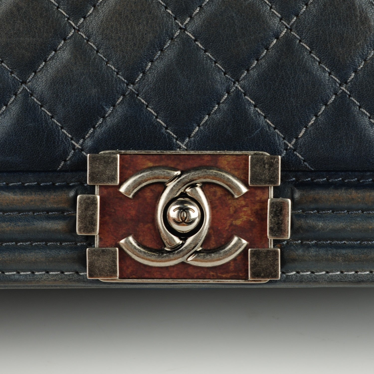 Chanel Faded Calfskin Quilted Large Boy Flap Blue 9 of 10