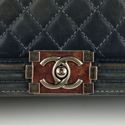 Chanel Faded Calfskin Quilted Large Boy Flap Blue 9 of 10