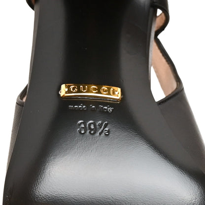 Gucci Malaga Kid Horsebit 75mm Slingback Pumps 39.5 Black 8 of 10