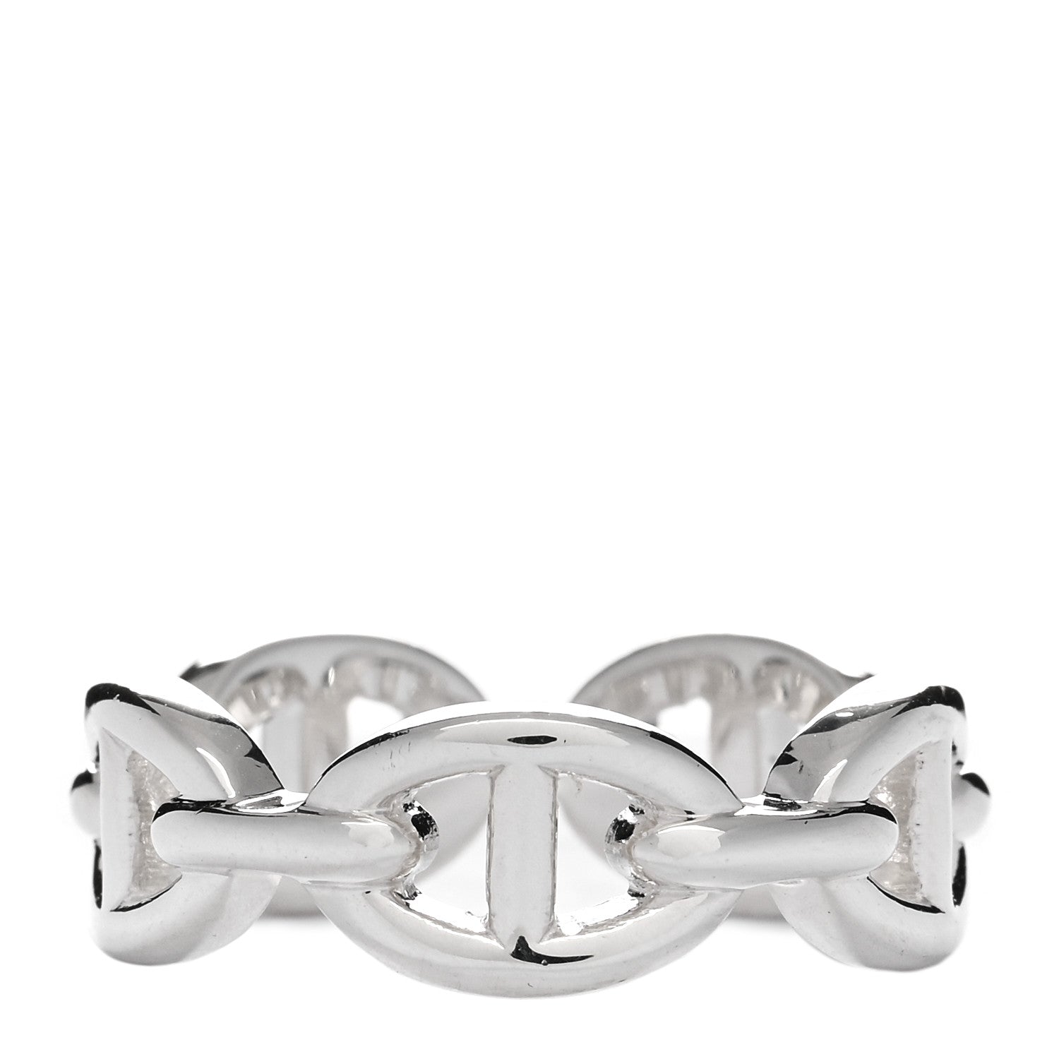 Hermes Sterling Silver PM Chaine d'Ancre Enchainee Band Ring 54 7 2 of 4