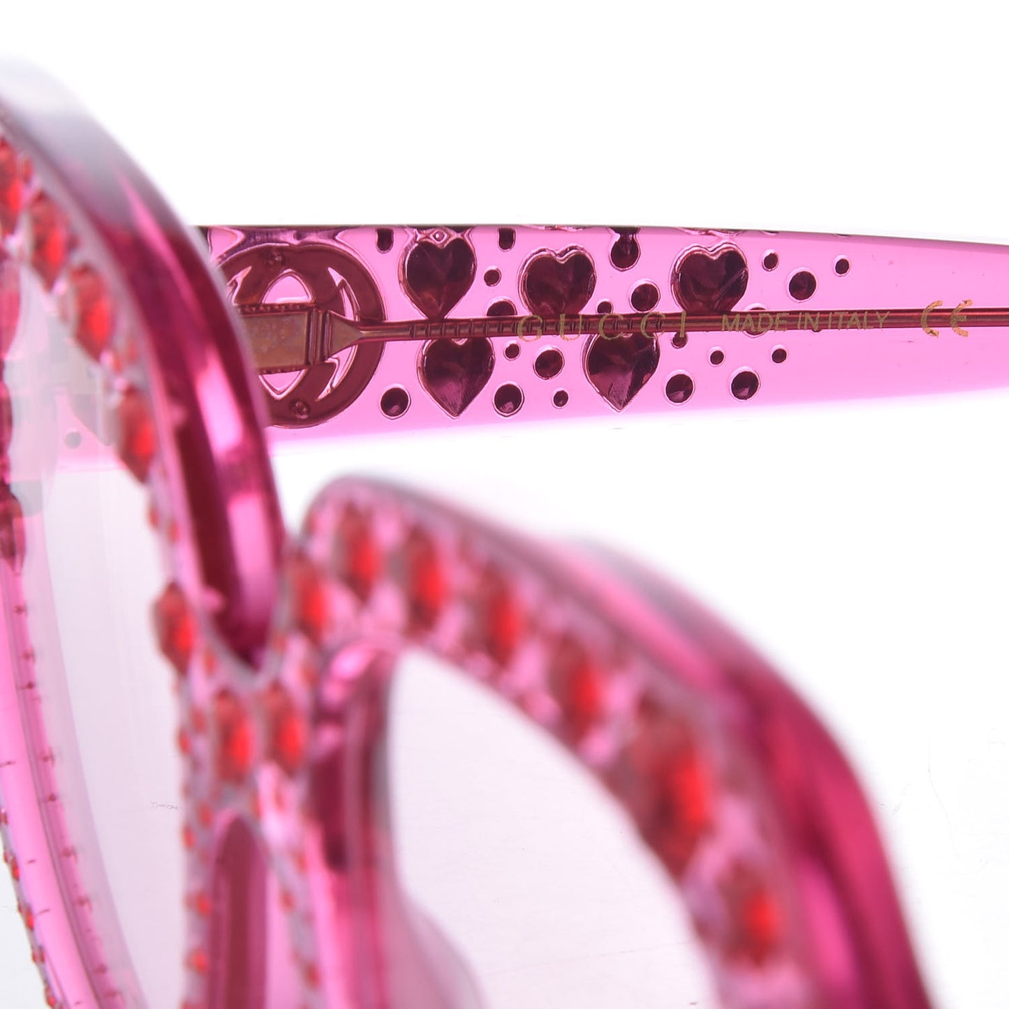 Crystal Heart Sunglasses GG0308S Red Pink