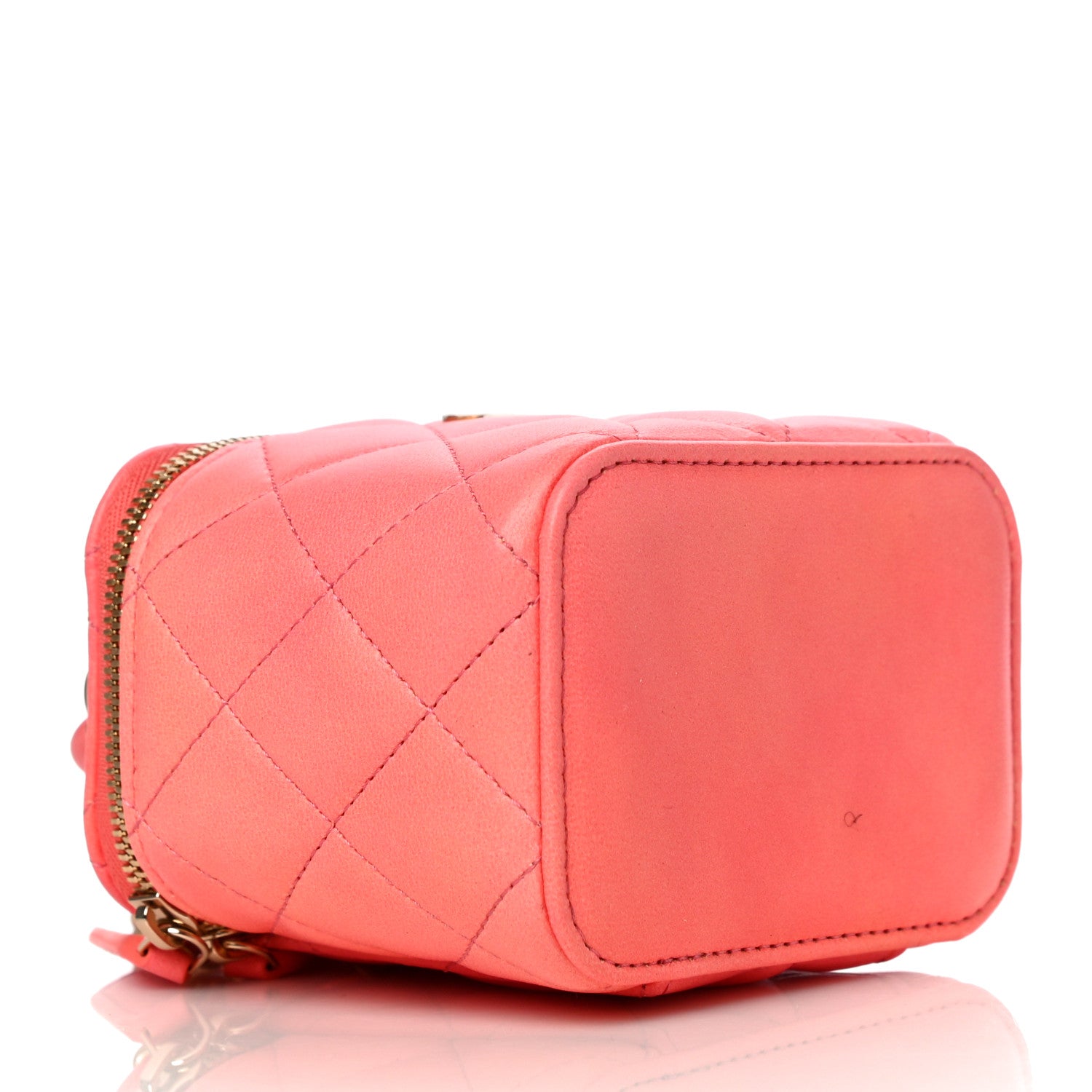 Chanel Lambskin Quilted Ombre Top Handle Mini Vanity Case With Chain Coral 3 of 11
