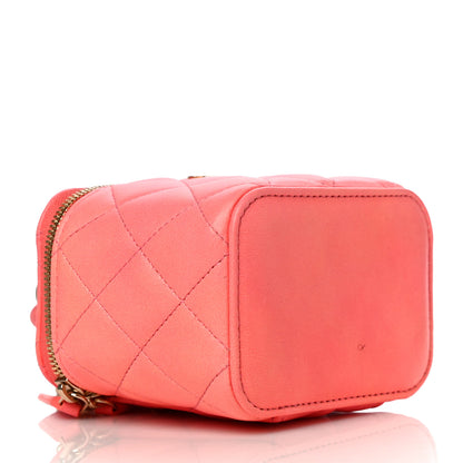 Chanel Lambskin Quilted Ombre Top Handle Mini Vanity Case With Chain Coral 3 of 11