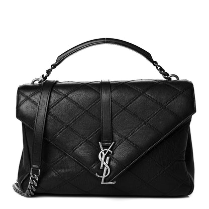 Saint Laurent Calfskin Diamond Quilted Monogram Large College Bag Black 1 of 10