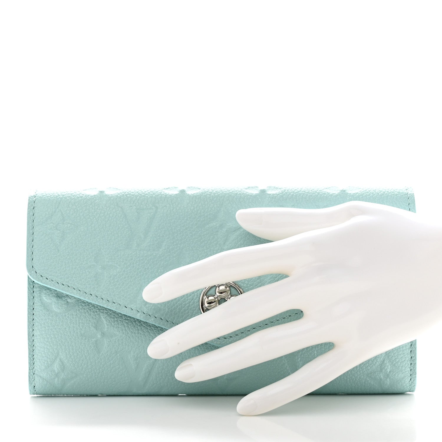 Louis Vuitton Empreinte Monogram Flower Sarah Wallet Pearly Lagoon Turquoise 2 of 7