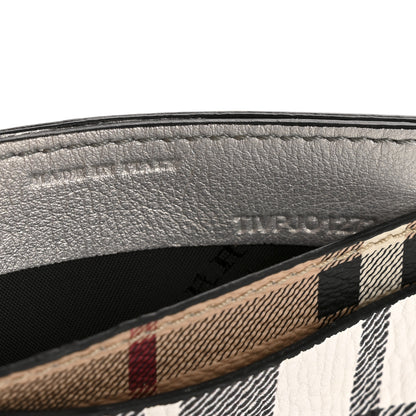 Burberry Calfskin Haymarket Check Cat Applique Card Case Black White 7 of 10