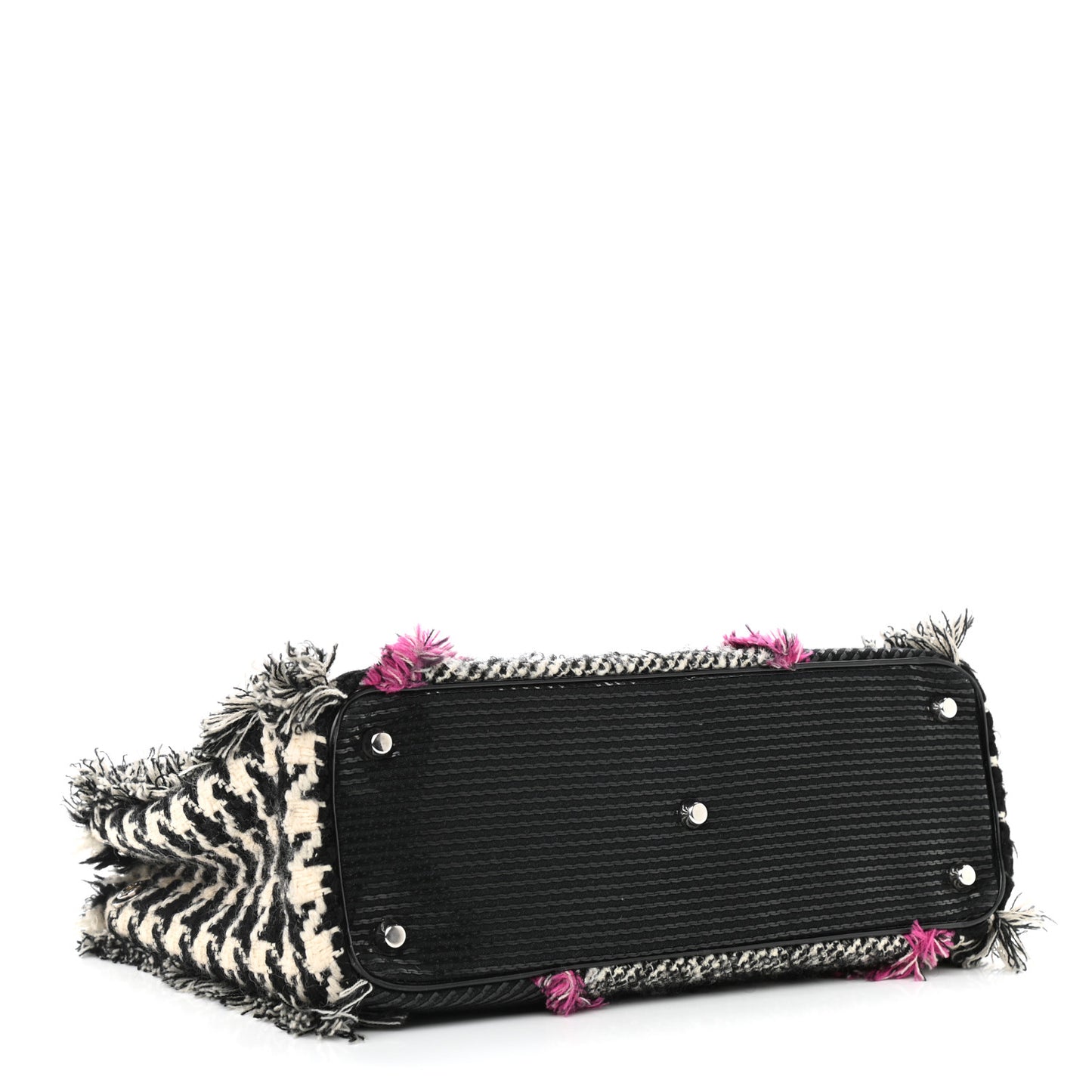 Patent Tweed Fringe Patchwork Lady Dior Black Multicolor