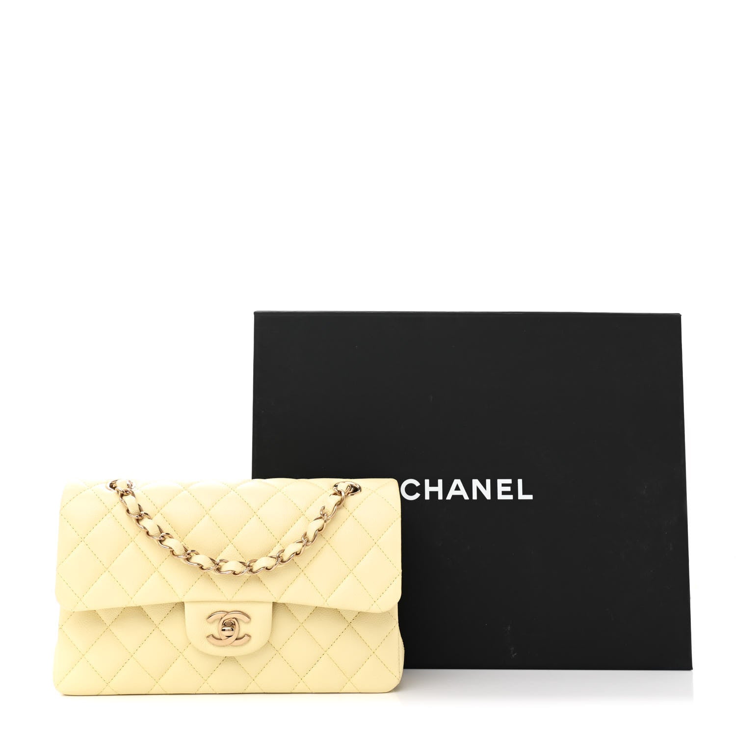 Chanel Caviar Quilted Small Double Flap Light Yellow 11 of 11