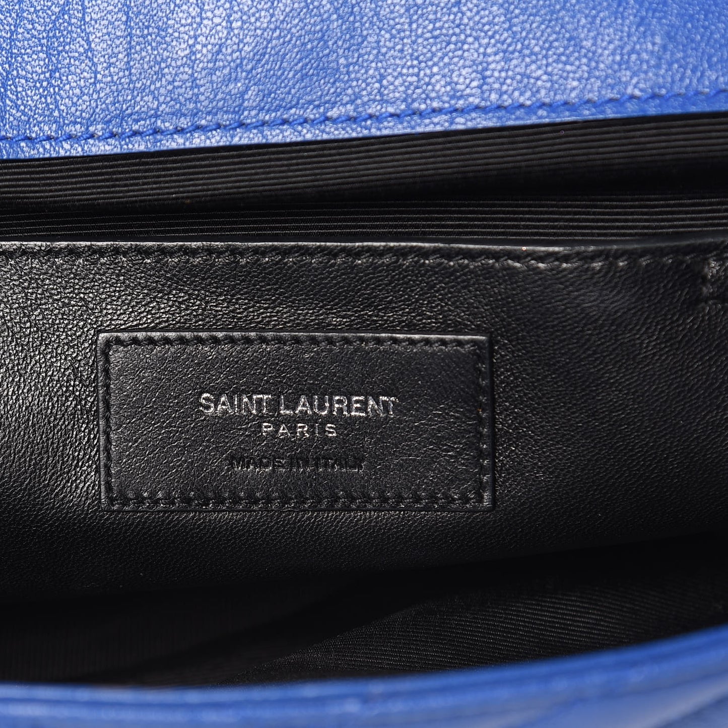 Sheepskin Matelasse Medium Monogram College Punk Chain Satchel Blue Majorelle
