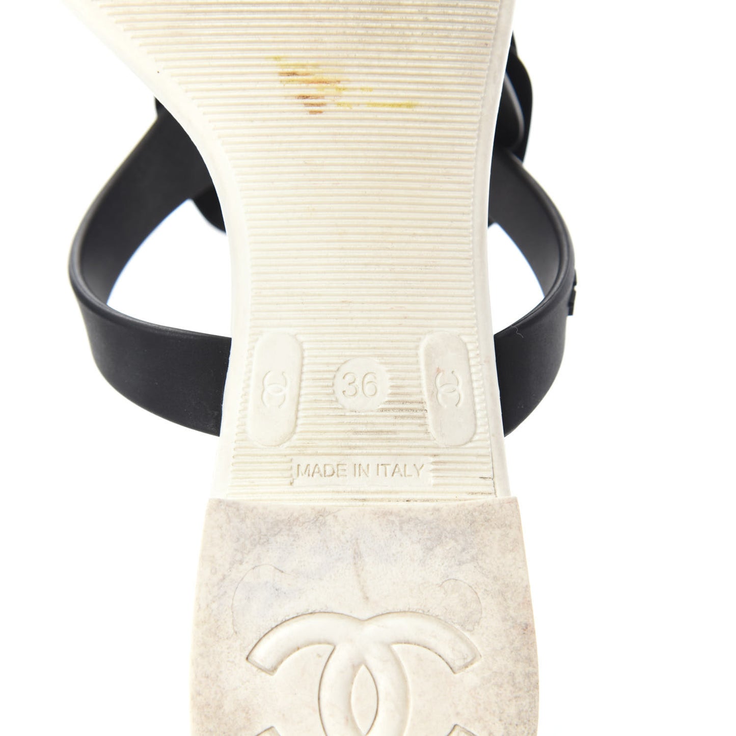 Jelly Quilted Camellia Thong Sandals 36 Black White