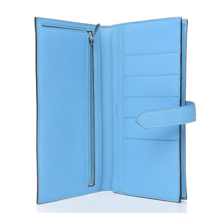 Hermes Chevre Mysore Bearn Gusset Wallet Celeste 4 of 7