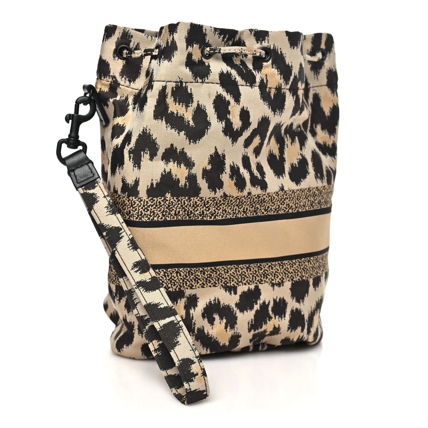 Canvas Mizza Embroidered Leopard DiorTravel Pouch Beige