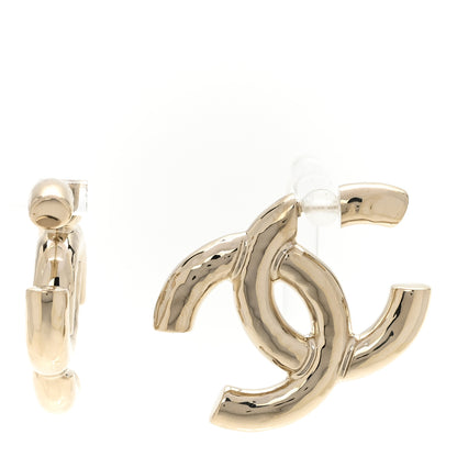 Chanel Metal Large CC Earrings Light Gold 1 of 5