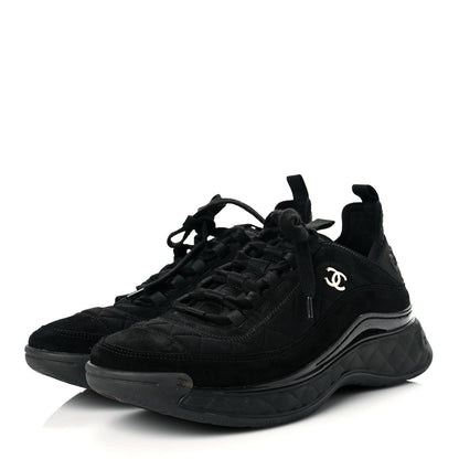Chanel Suede Calfskin Mixed Fibers CC Sneakers 40 Black 3 of 10