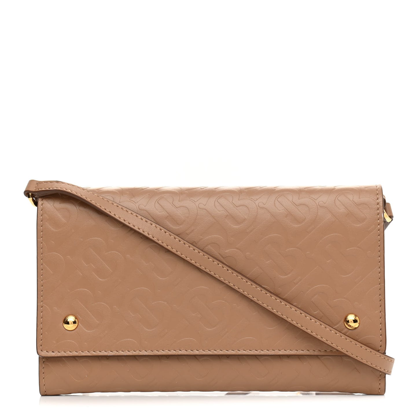 Calfskin Embossed Monogram Crossbody Light Camel