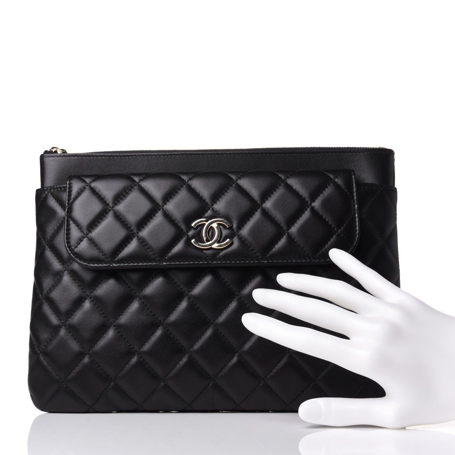 Chanel Lambskin Quilted Medium Flap Cosmetic Case Black 2 of 8