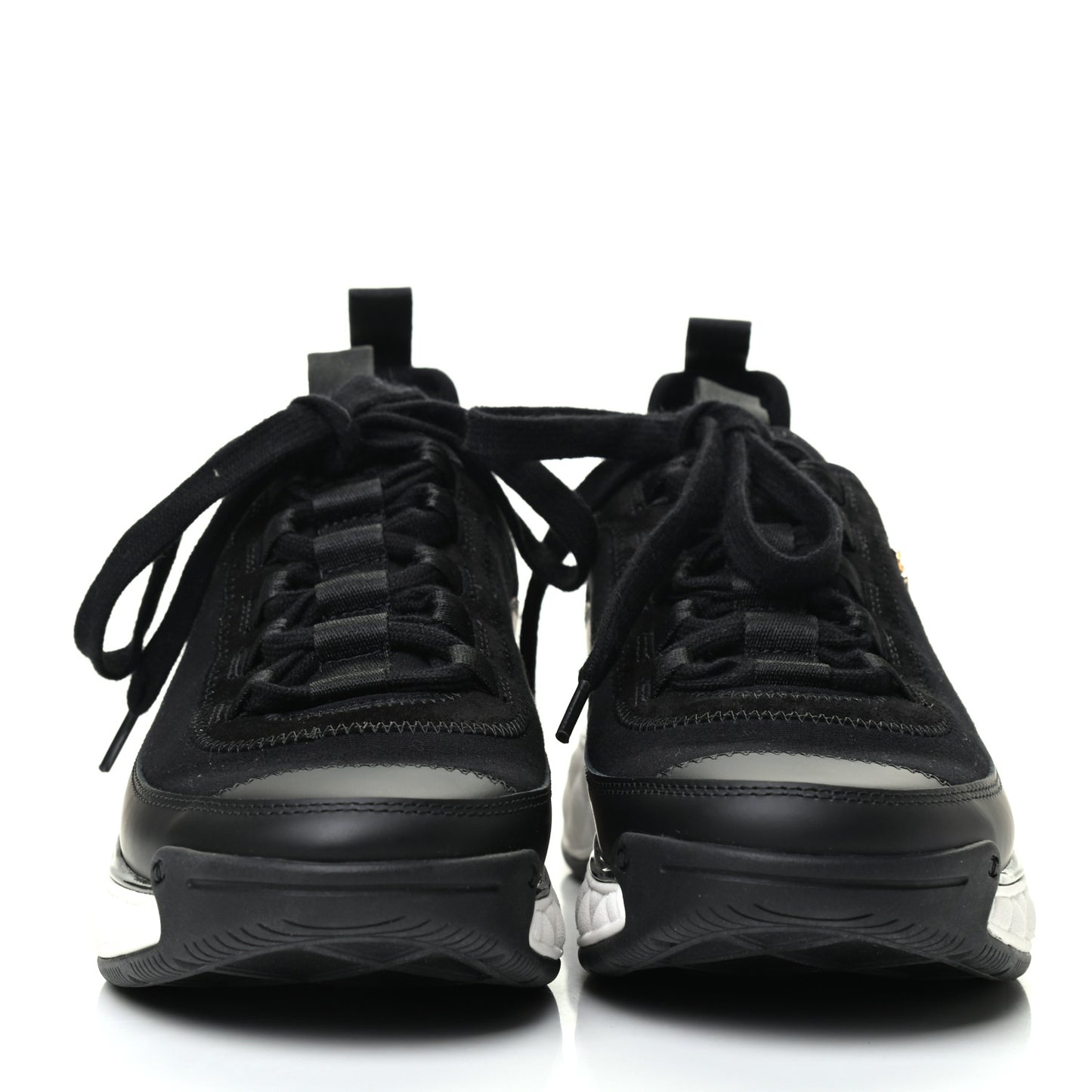 Velvet Calfskin Mixed Fibers CC Sneakers 36.5 Black