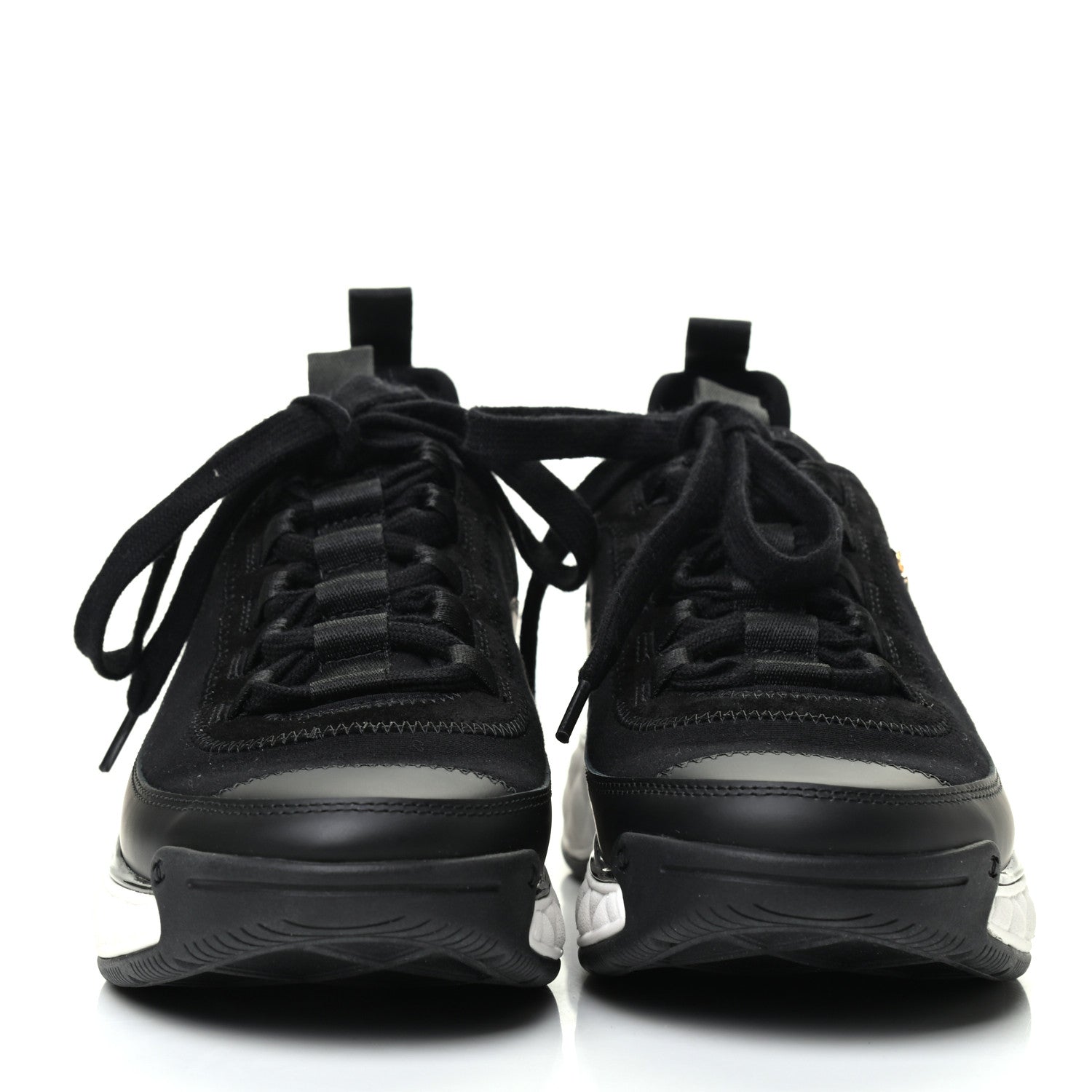 Chanel Velvet Calfskin Mixed Fibers CC Sneakers 36.5 Black 2 of 9