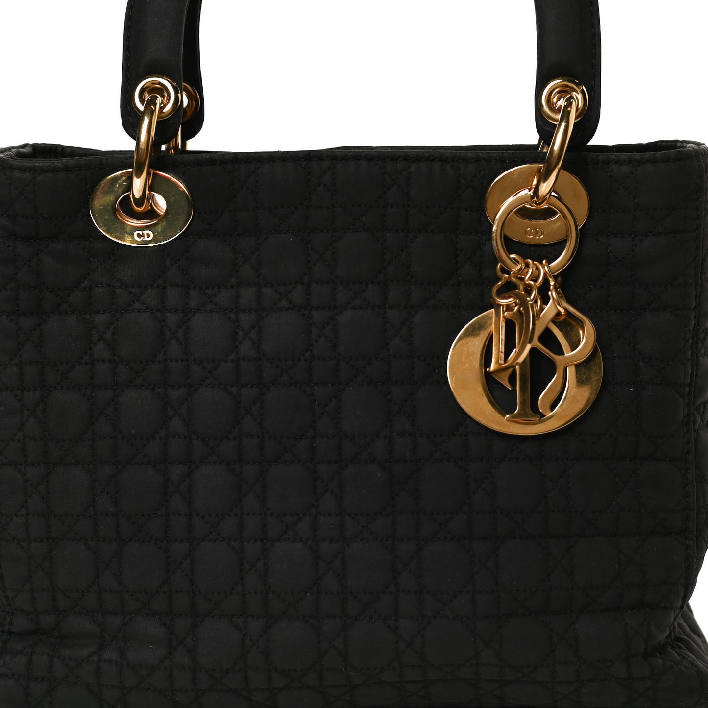 Nylon Cannage Medium Lady Dior Black