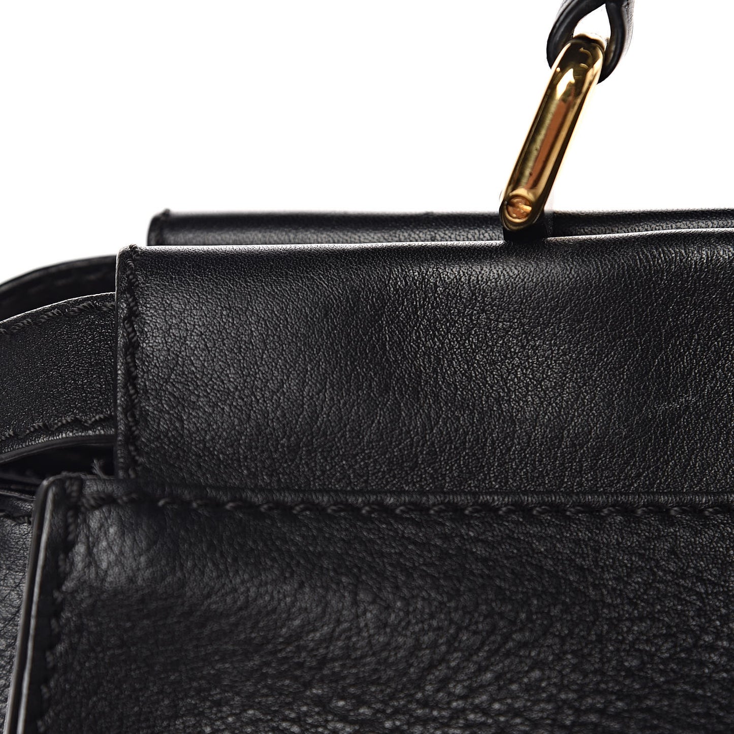 Vitello Seta Shiny Nappa Large Peekaboo Iconic Satchel Black