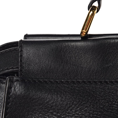 Fendi Vitello Seta Shiny Nappa Large Peekaboo Iconic Satchel Black 10 of 12