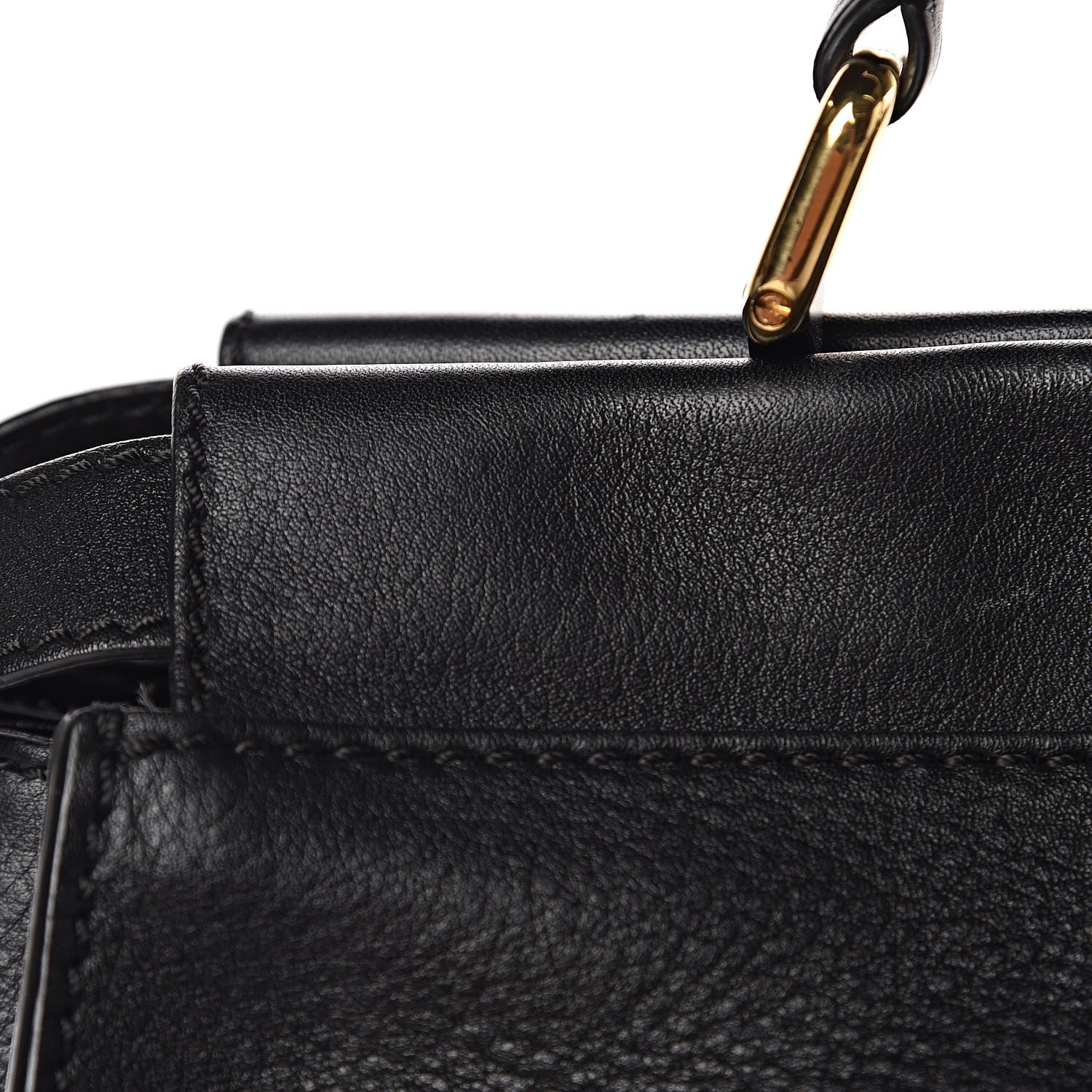 Fendi Vitello Seta Shiny Nappa Large Peekaboo Iconic Satchel Black 10 of 12