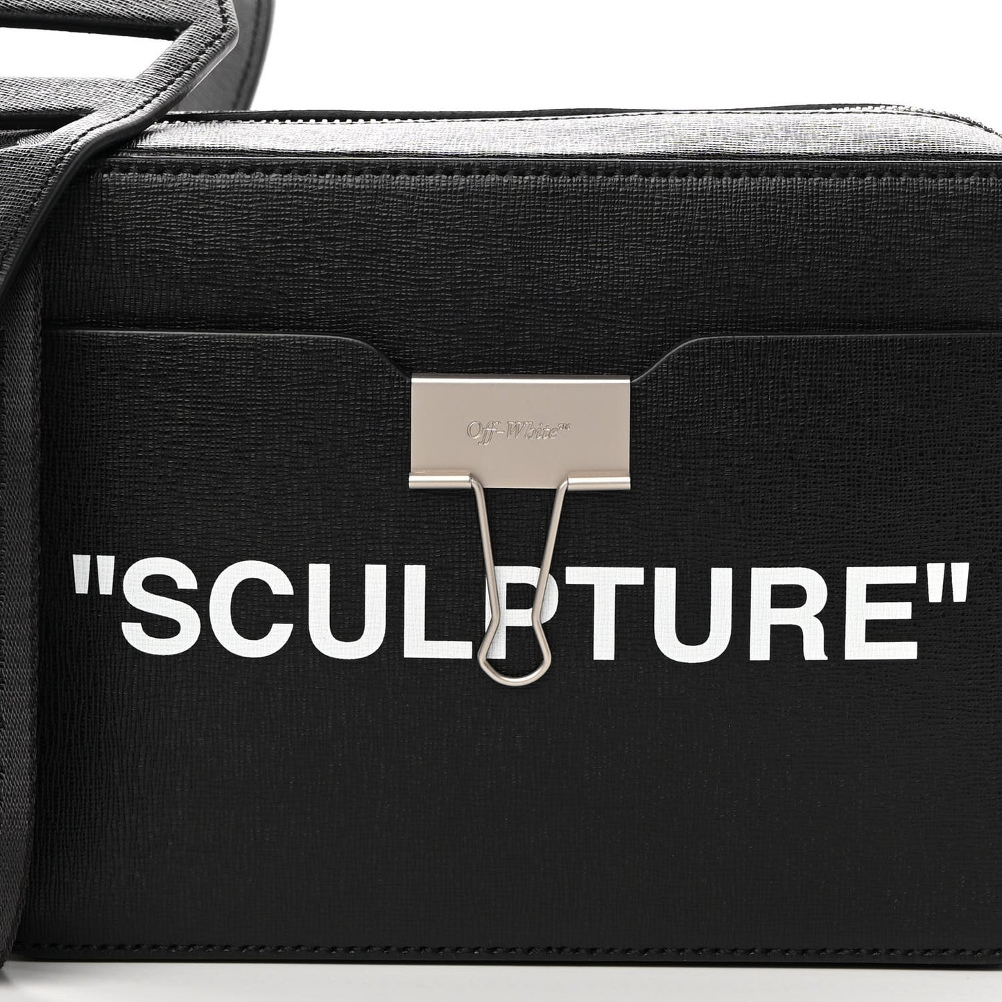 Calfskin Sculpture Crossbody Bag Black White