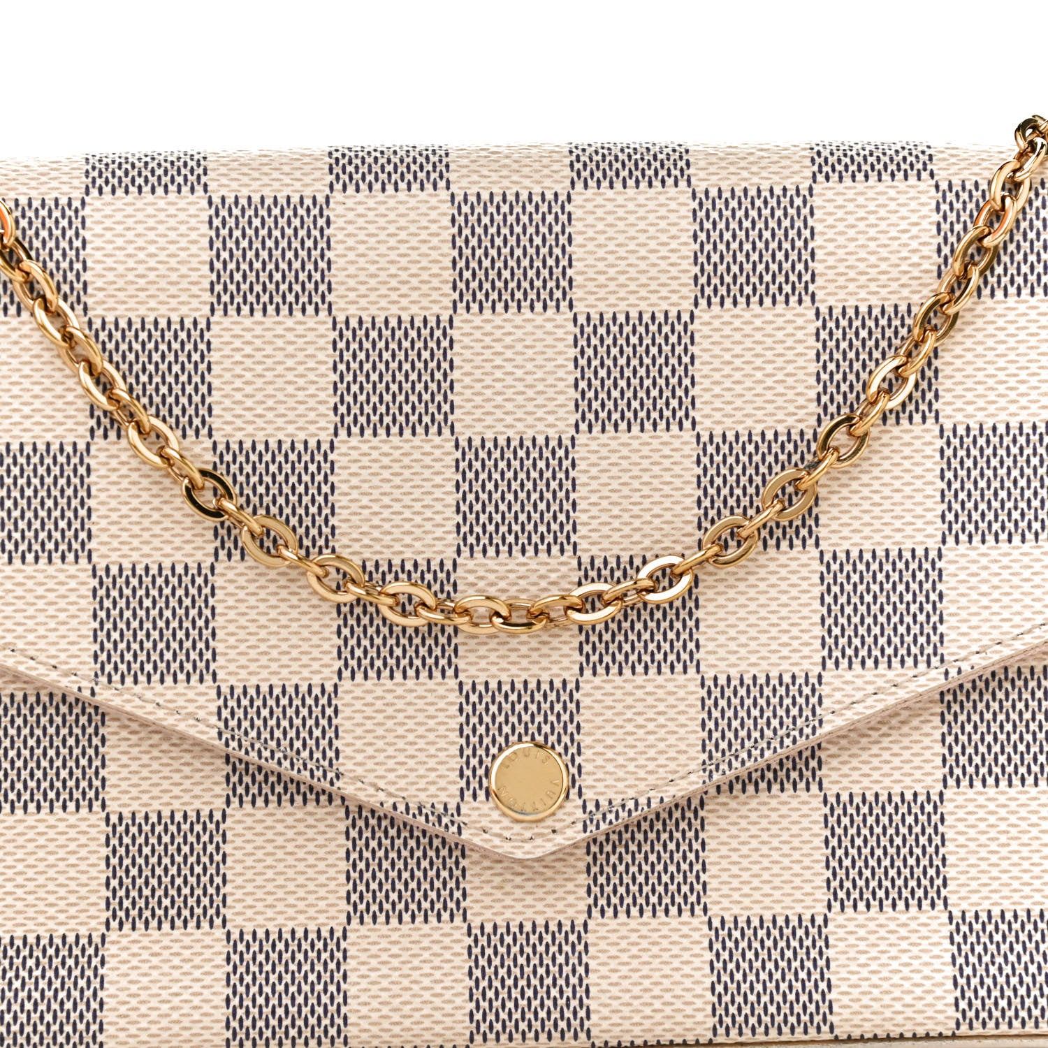 Louis Vuitton Damier Azur Pochette Felicie Chain Wallet Rose Ballerine 7 of 9