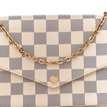 Louis Vuitton Damier Azur Pochette Felicie Chain Wallet Rose Ballerine 7 of 9