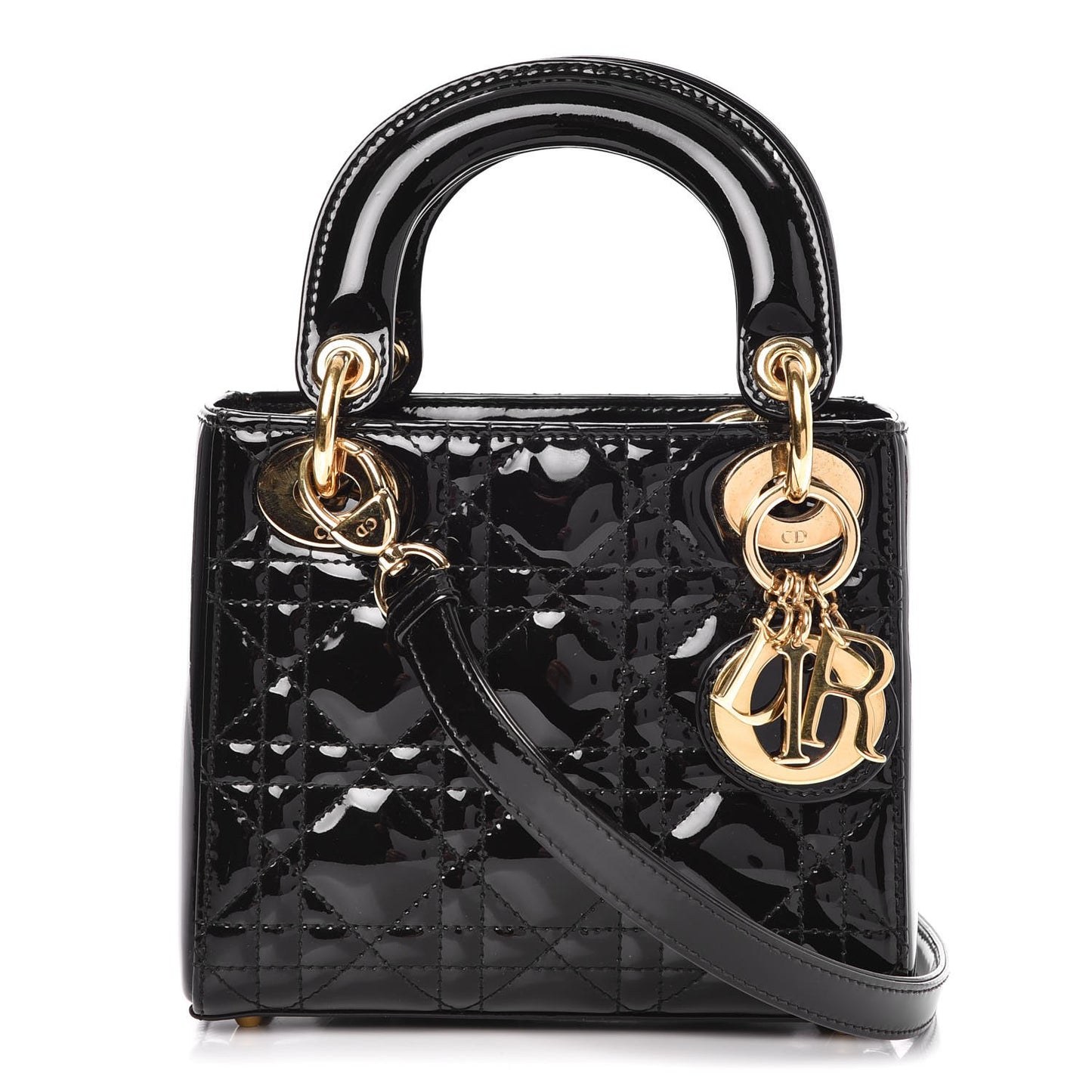 Patent Cannage Mini Lady Dior Black