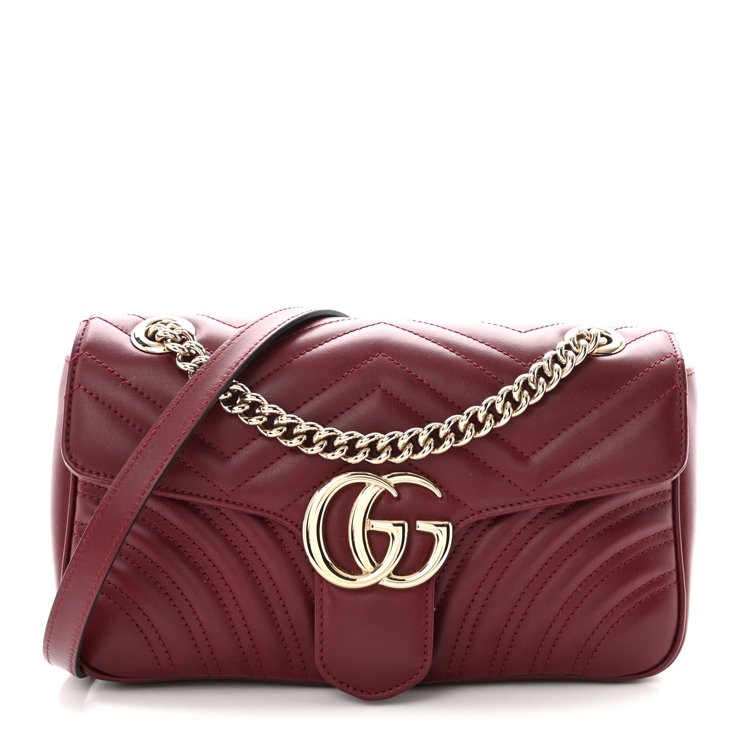 Gucci Calfskin Matelasse Small GG Marmont Shoulder Bag Rosso Ancora Red 1 of 9