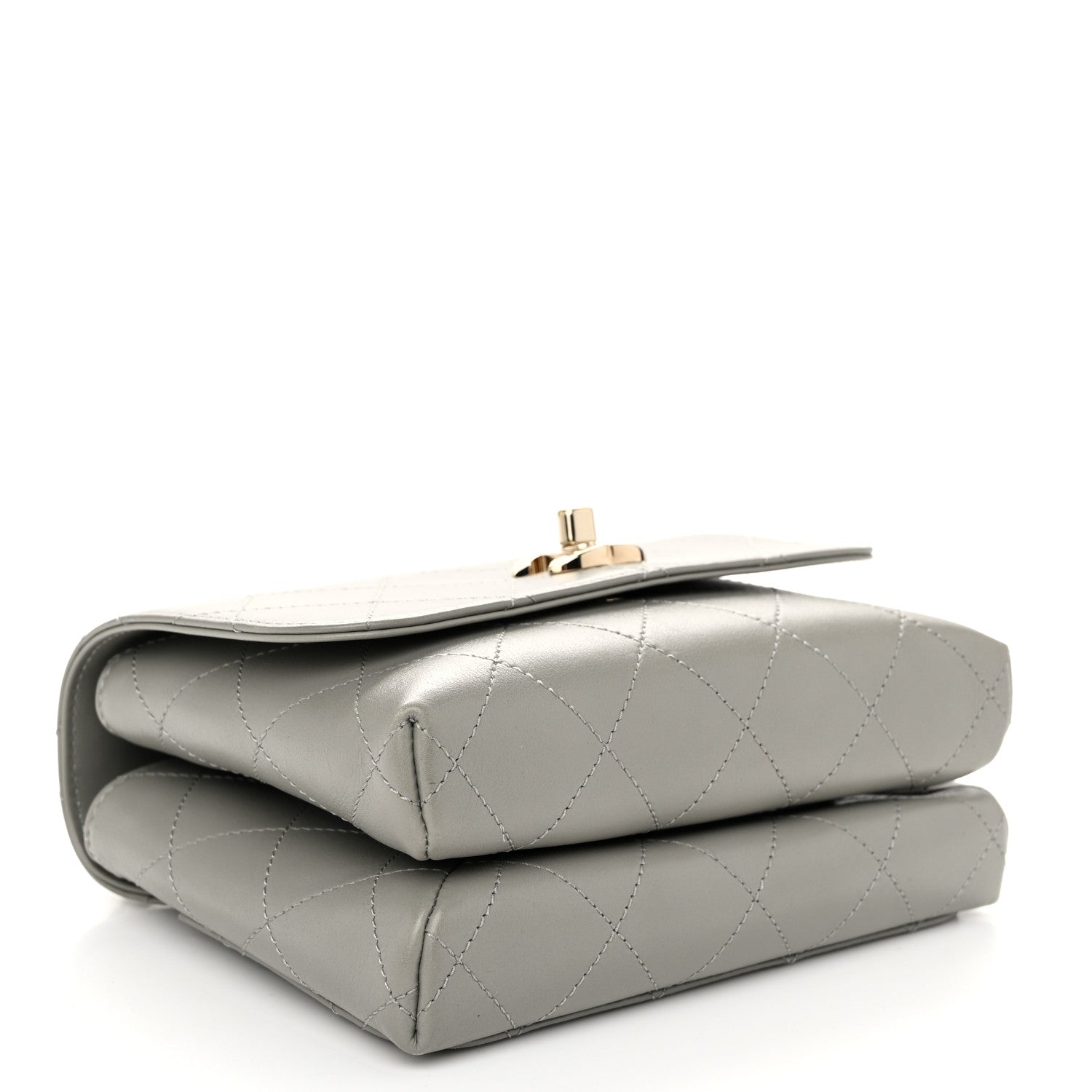 Chanel Calfskin Quilted Small Double Pocket Top Handle Flap Grey 4 of 10