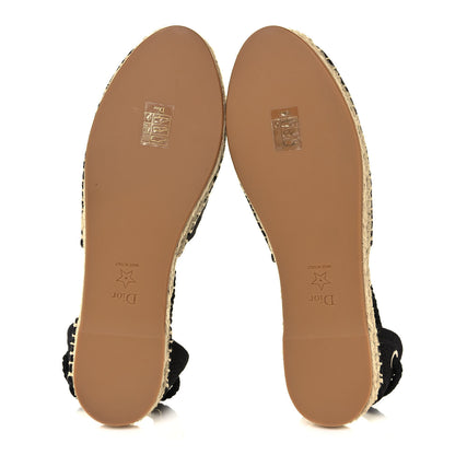 Christian Dior Canvas Embroidered Granville Ankle Tie Espadrilles Flats 42 Black 5 of 8