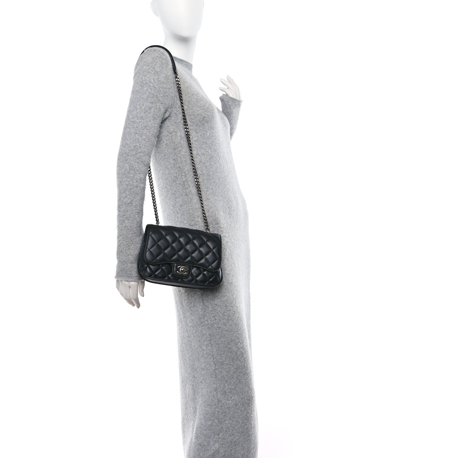 Chanel Lambskin Quilted Small Natural CC Flap Black 2 of 12