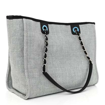 Chanel Woven Straw Raffia Small Deauville Tote Grey 2 of 10
